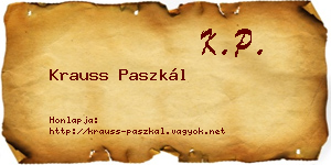 Krauss Paszkál névjegykártya